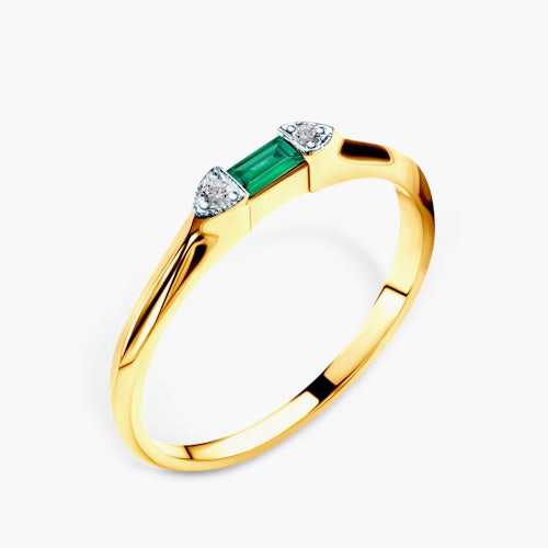 Pierścionek zaręczynowy SAVICKI: dwukolorowe złoto, szmaragd, diamenty